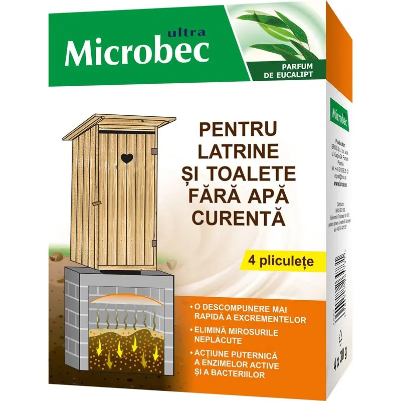 Tratament Microbec pentru haznale si toalete uscate, set 4 buc