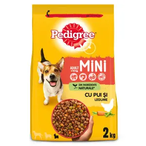 Pedigree hrana uscata cu pasare si legume pentru caini adulti de talie mica 2 kg