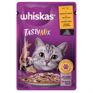 Whiskas Tasty Mix hrana umeda pentru pisici adulte, cu miel si curcan 85 g