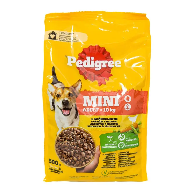 Pedigree hrana uscata cu pasare si legume pentru caini adulti de talie mica, 500 g
