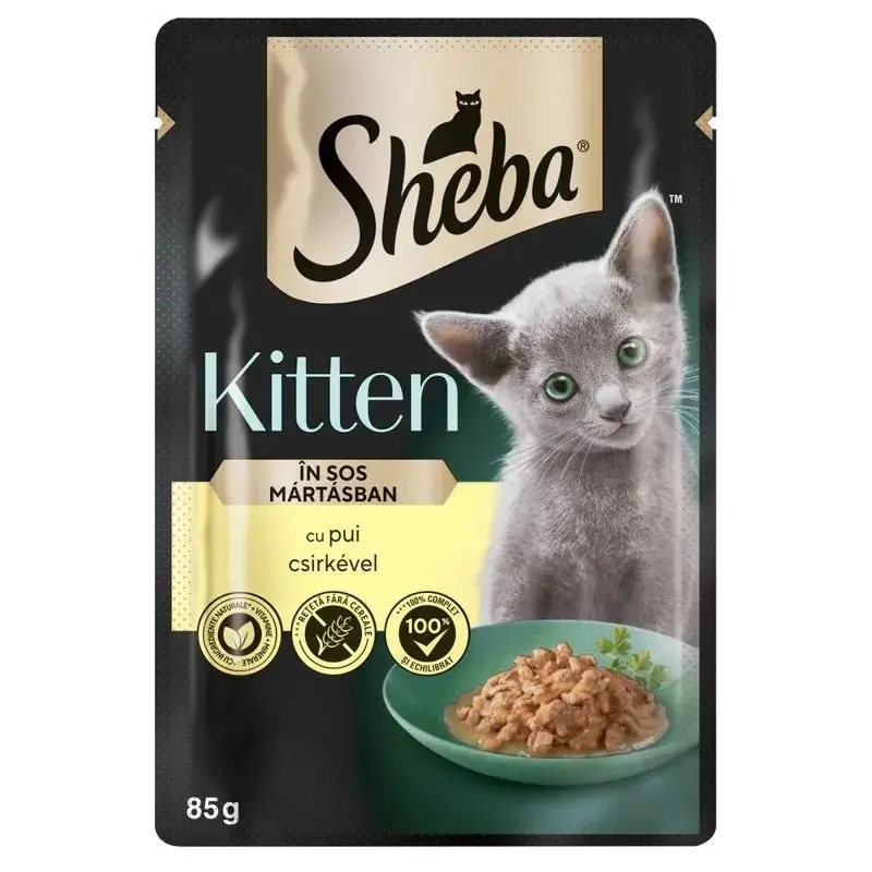 Sheba Kitten Junior hrana umeda pentru pisici junioare cu pui in sos 85gr