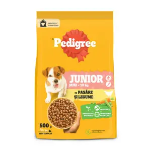 Pedigree hrana uscata cu pasare si legume pentru caini juniori de talie mica