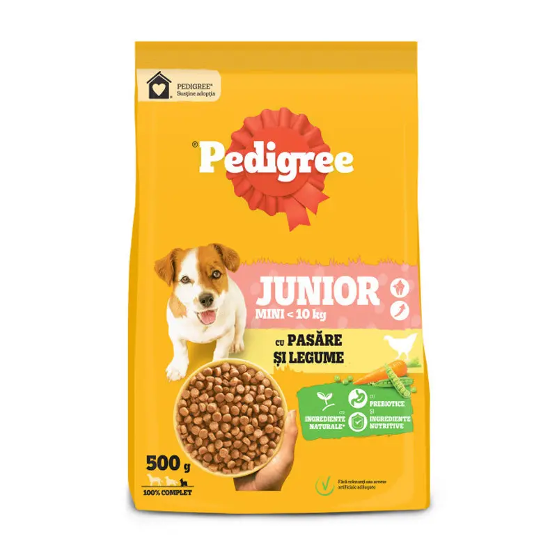 Pedigree hrana uscata cu pasare si legume pentru caini juniori de talie mica