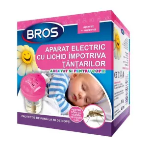 Aparat electric Bros pentru copii, cu lichid impotriva tantarilor + rezerva lichid