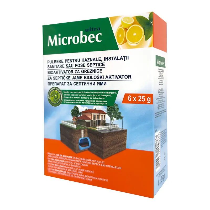 Tratament Bros Microbec pentru instalatii sanitare, fose septice sau haznale 6 plicuri x 25 g