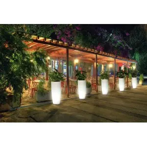 Suport ghiveci iluminat terasa si gradina Arca Luce rotund, LED RGB