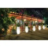 Suport ghiveci iluminat terasa si gradina Arca Luce rotund, LED RGB