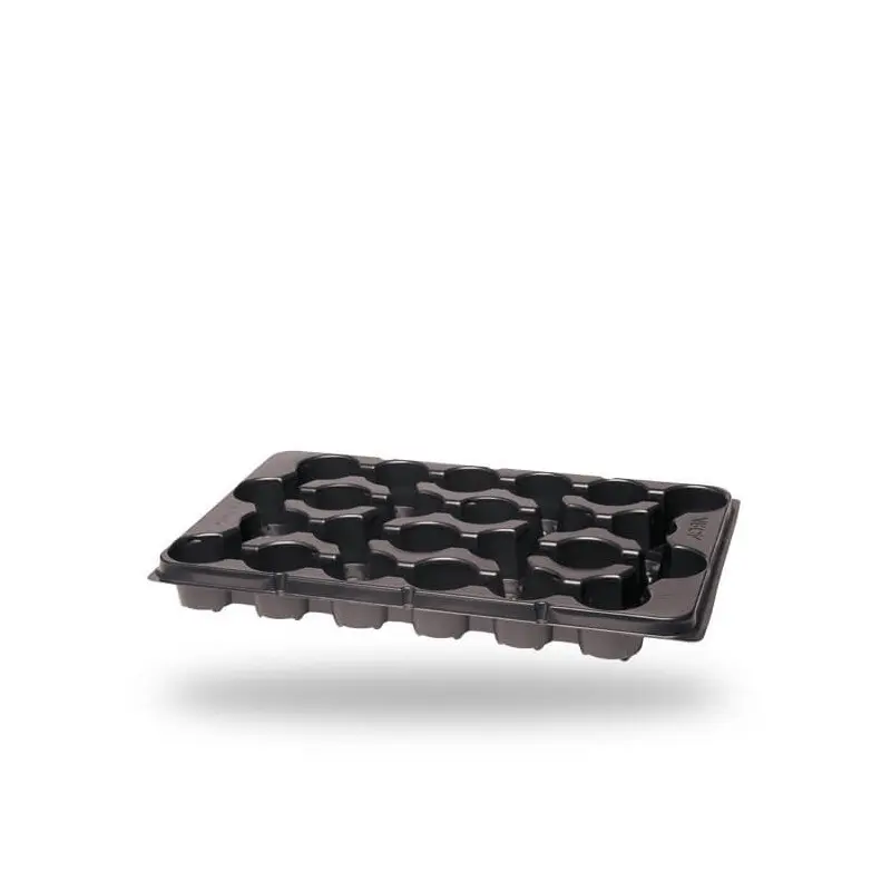 Tava transport ghivece, 18 celule rotunde, Arca 676, 9 cm