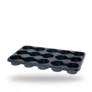 Tava transport ghivece, 6 celule rotunde, Arca 672, 16 cm