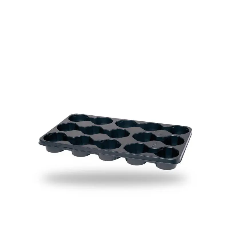 Tava transport ghivece, 6 celule rotunde, Arca 672, 16 cm