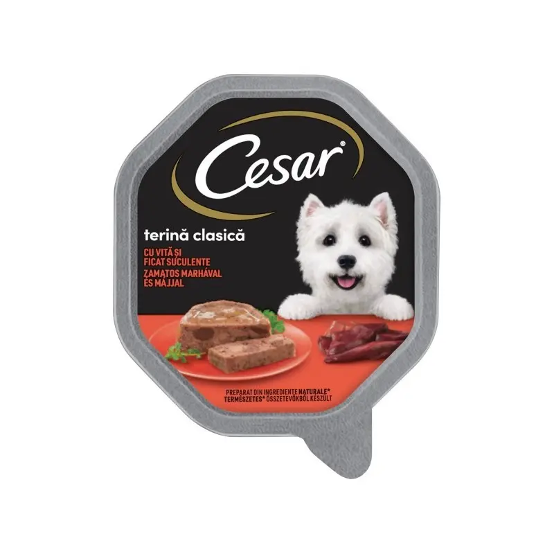 Cesar hrana umeda pentru caini adulti, cu vita si ficat 150 g