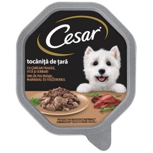 Cesar hrana umeda pentru caini adulti, curcan si vita 150 g