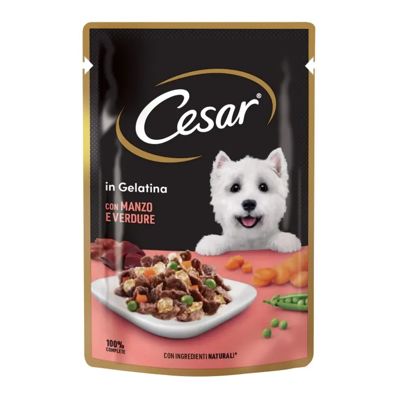 Cesar hrana umeda pentru caini adulti, cu vita frageda si legume in aspic 100 g