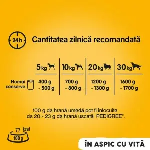 Pedigree hrana umeda la conserva pentru caini adulti cu bucati de vita in jeleu 1200 g