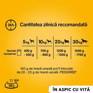 Pedigree hrana umeda la conserva pentru caini adulti cu vita in aspic 400 g