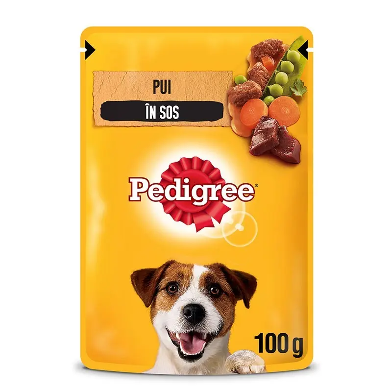 Pedigree hrana umeda pentru caini adulti, cu pui si legume in sos 100 g