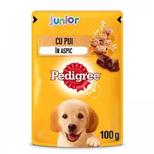 Pedigree hrana umeda pentru caini juniori, cu pui si orez in aspic 100 g