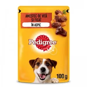 Pedigree hrana umeda pentru caini adulti, cu vita in aspic 100 g