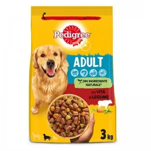 Pedigree hrana uscata cu vita si legume pentru caini adulti 3 kg