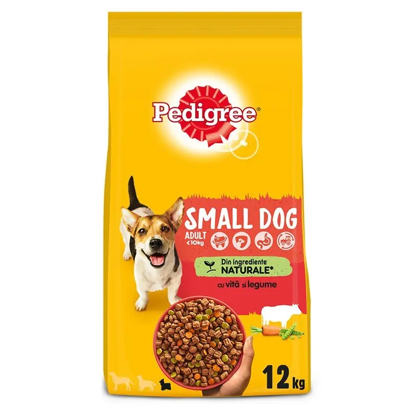 Pedigree hrana uscata cu vita si legume pentru caini adulti de talie mica 12 kg