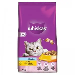 Whiskas Sterile hrana uscata cu pui pentru pisici adulte sterilizate 1,4 kg