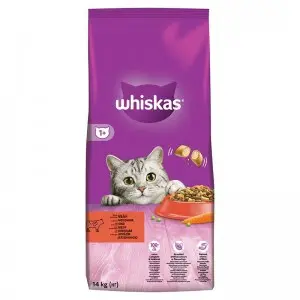 Whiskas hrana uscata cu vita pentru pisici adulte 14 kg